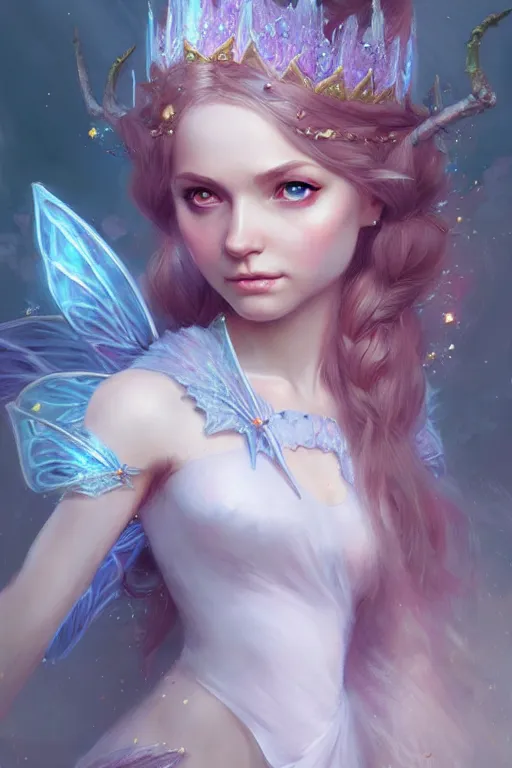 Prompt: fairy princess, highly detailed, d & d, fantasy, highly detailed, digital painting, trending on artstation, concept art, sharp focus, illustration, art by artgerm and greg rutkowski and fuji choko and viktoria gavrilenko and hoang lap