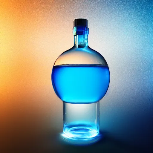 Image similar to a human head in a bottle water art manipulation, on the ocean water, futuristic, glowing, hyper realistic, ray tracing, realistic water splashes, sharp focus, long shot, 8 k resolution, cinematic, photoshop art