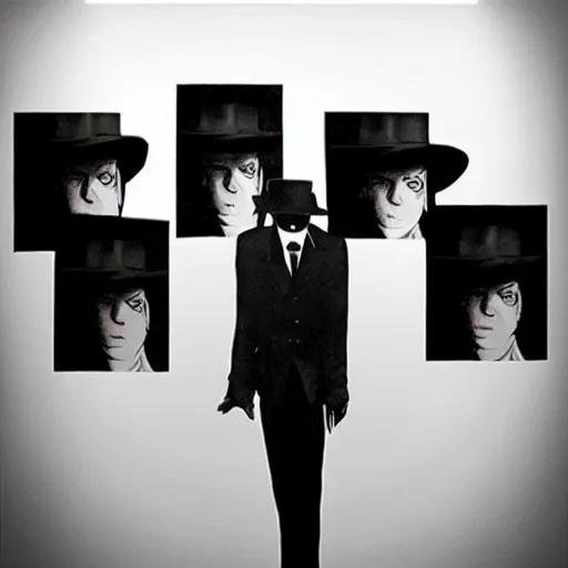 Image similar to Michael Jackson in the style of Magritte