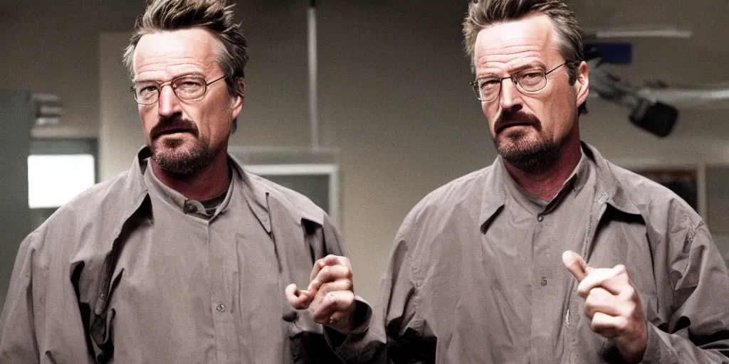 Prompt: Matthew Perry in the role of Walter White on on the set of Breaking Bad, 90mm