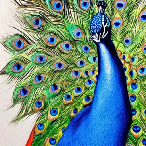peacock drawing with colour - Clip Art Library-saigonsouth.com.vn