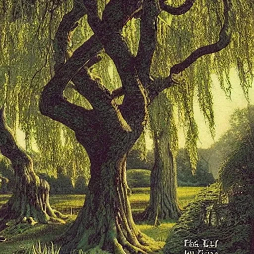 Image similar to castle in the willow tree forest, Darrell K Sweet, felix Kelly