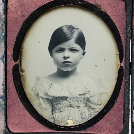 Image similar to tintype photo, girl cyclopes