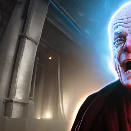 Image similar to elon musk as emperor palpatine as seen in raiders of the lost ark, 8k resolution, full HD, cinematic lighting, award winning, anatomically correct