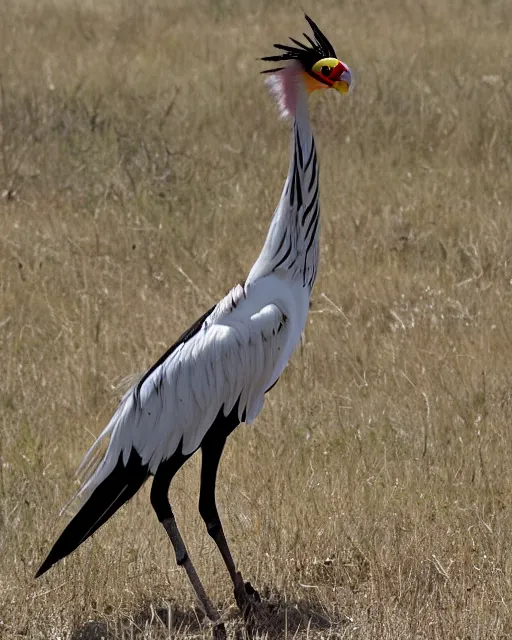 Image similar to zoomed out picture of secretary bird in savannah, captured on iphone, dlsr, photography