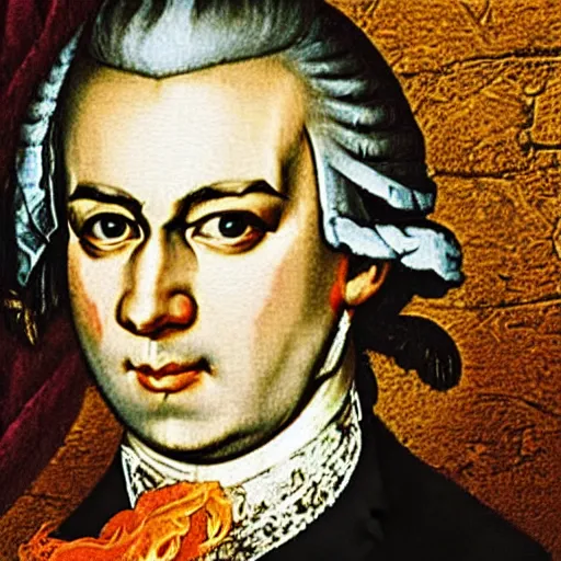 Prompt: mozart commits arson