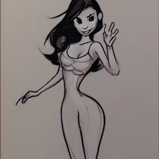 Image similar to milt kahl sketch of victoria justice with kim kardashian body as princess daisy from super mario bros