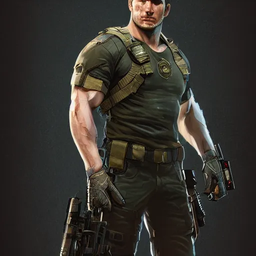 Prompt: henry cavill as chris redfield, au naturel, hyper detailed, digital art, trending in artstation, cinematic lighting, studio quality, smooth render, unreal engine 5 rendered, octane rendered, art style by klimt and nixeu and ian sprigger and wlop and krenz cushart