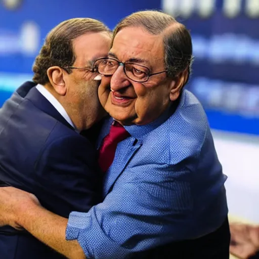 Image similar to florentino perez hugging a fax telephone