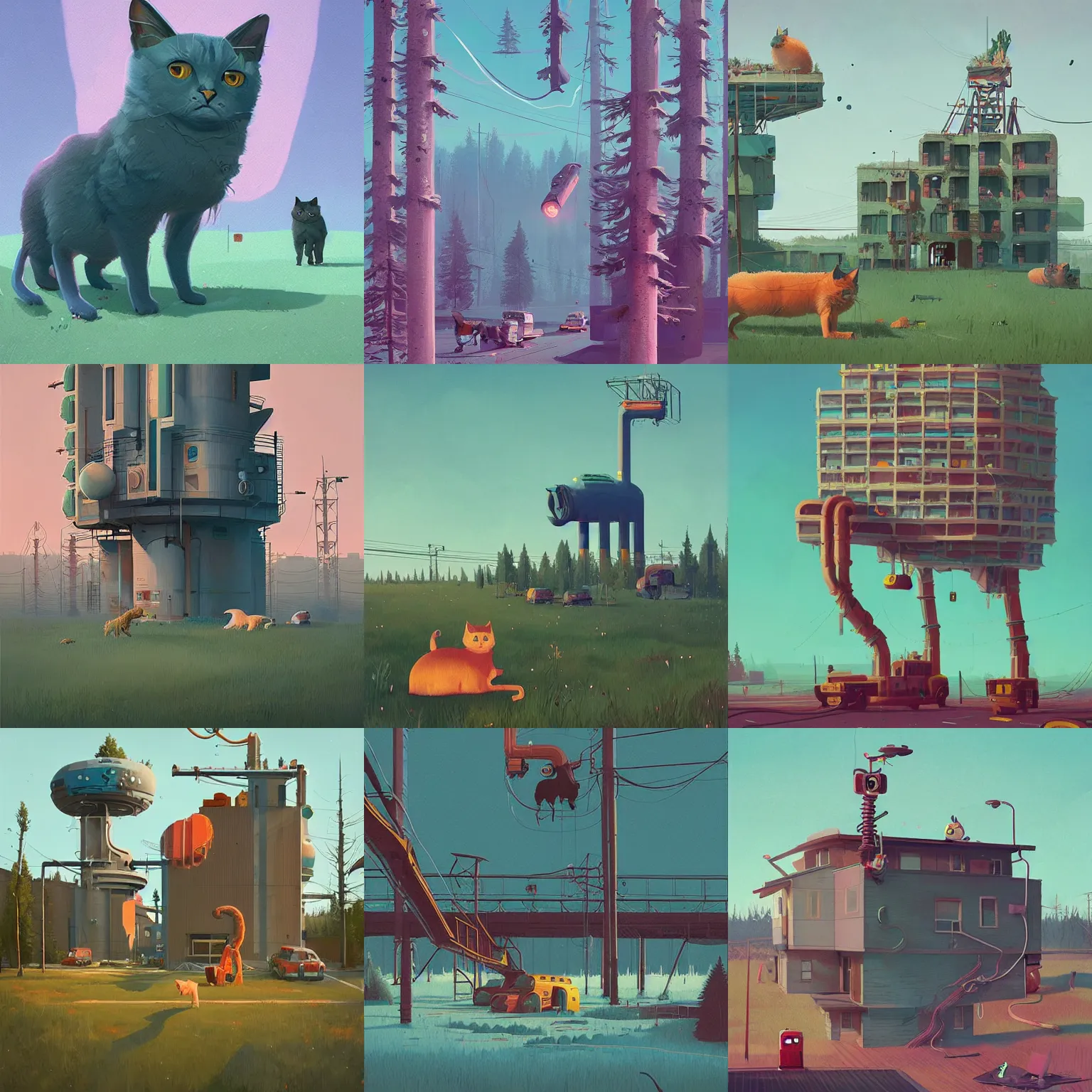 Prompt: by cute cat stalenhag simon