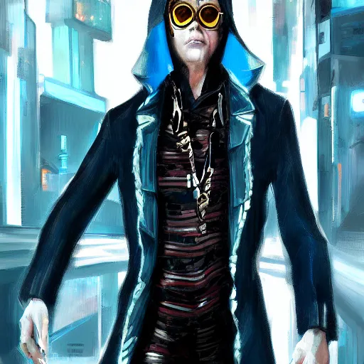 Image similar to cyberpunk x Elton John fashion, gucci catwalk, oil painting, digital art, ultradetailed, artstation