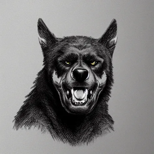 Prompt: rottweiler werewolf, concept art