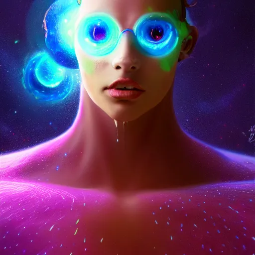 Image similar to I've discovered life, scientist, ecstatic, infinite power, manic, perfect eyes, full body shot, portrait, energized face, noble, transformation, vivid colors, elegant, concept art, sharp focus, digital art, Hyper-realistic, 4K, Unreal Engine, Highly Detailed, HD, Dramatic Lighting by Brom, trending on Artstation