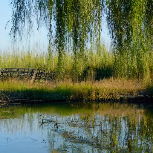 Prompt: willowmore slough developed as an ecological park, landscape in the style of a modern day version of frederick law olmsted