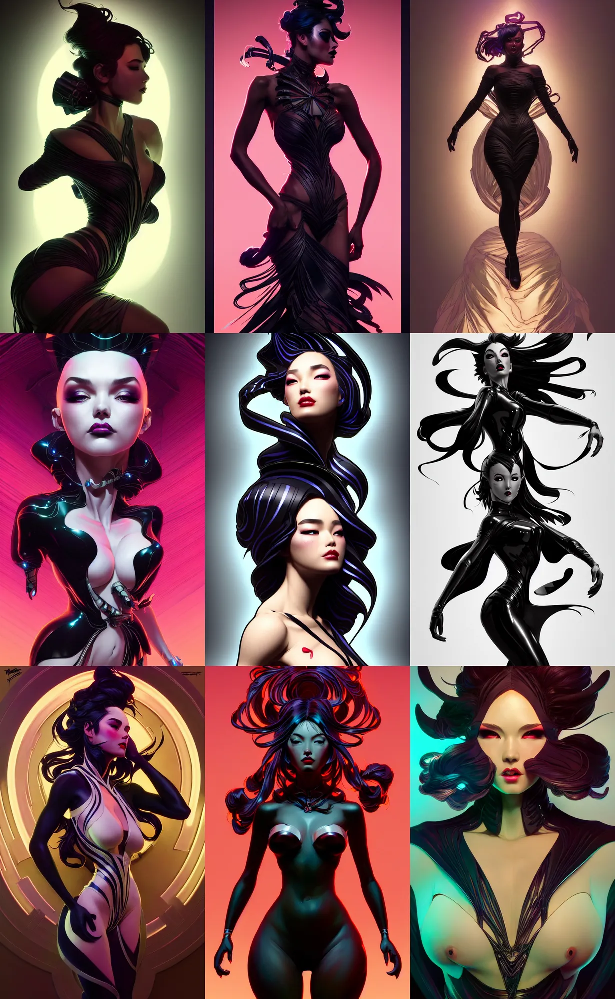 Image similar to digital concept art by artgerm, tooth wu, dan mumford, beeple, wlop, rossdraws, james jean, marc simonetti and alphonse mucha. just one black tape project attctive showgirl. full body!! contour light effect!! hd, 4 k, stage light. octane render. ultra clear detailed