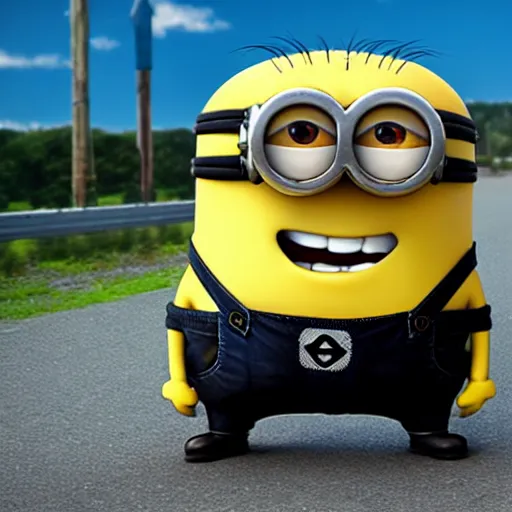 Image similar to minion driving a monster truck,