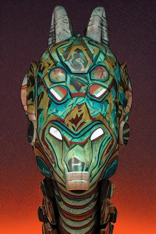 Image similar to totem animal tribal vodoo mask feather gemstone plant global illumination ray tracing hdr that looks like it is from borderlands and by feng zhu and loish and laurie greasley, victo ngai, andreas rocha, john harris