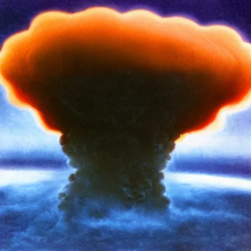 Image similar to nuclear explosion, blast, blowup, burst, bursting, detonation, eruption, outburst