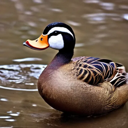 Prompt: a duck with the face of a human