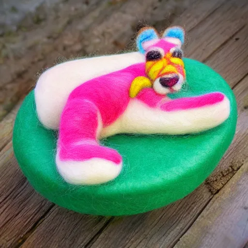 Image similar to Popsicle Tiger, needle felted Art Toy, realistic, high details, 8k