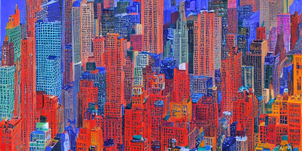 Image similar to new york city by twes anderson, david hockney