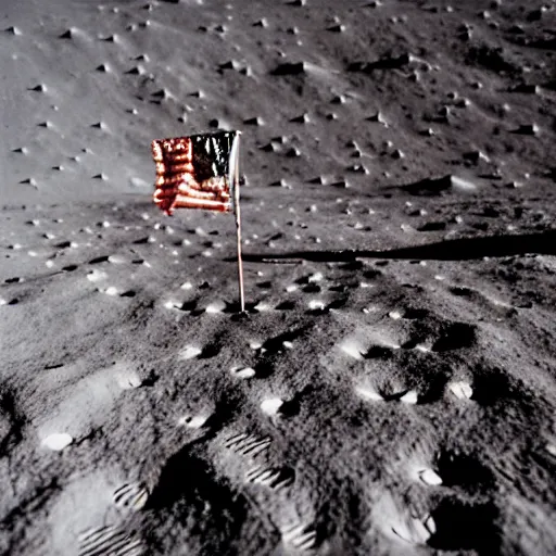 Image similar to a tilt - shift photograph of apollo 1 1 on the moon