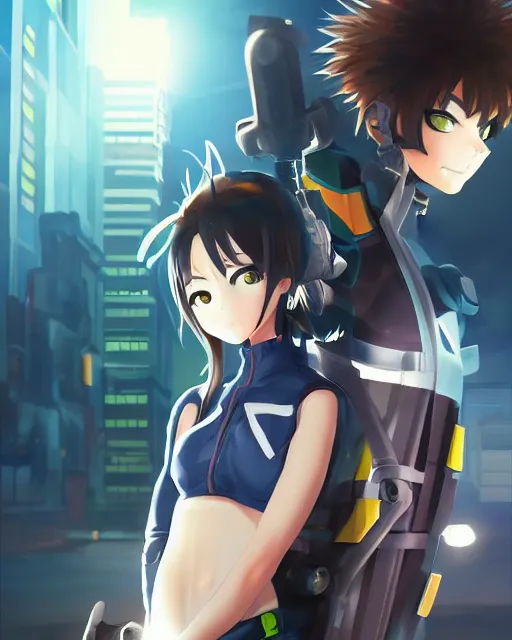 Image similar to portrait of anime girl in mechanic armor in night tokyo by makoto sinkai, my hero academia, perfect face, fine details