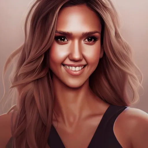 Prompt: ' a portrait of a jessica alba by artgerm'