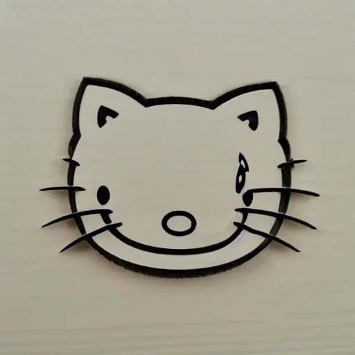 Image similar to 'hello kitty in cnc wood carving pencil sketch, highly detailed'