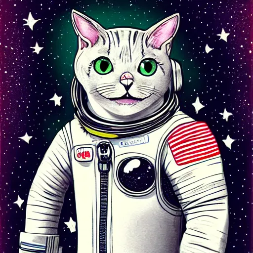 Prompt: cat astronaut in spacesuit, by Tim Shumate