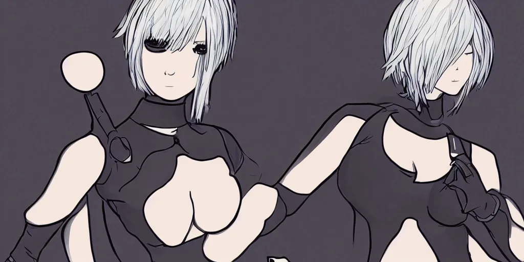 Prompt: 2b from nier automata parody of lo-fi hip hop beats to study meme, highly detailed