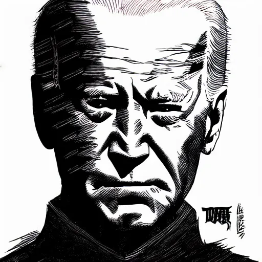 Image similar to Joe Biden looking sinister, by Tsutomu Nihei, highly detailed