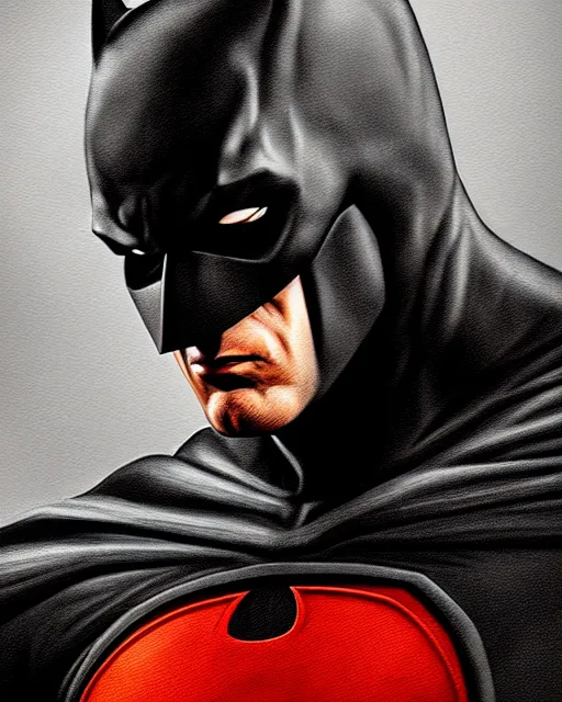 Image similar to portrait of batman, ultra realistic, epic, highly detailed, hd, sharp focus, cinematic lighting, realistic, photorealistic, vivid colors, dreary, morose, matt painting, digital art, non blurry, sharp, artstation, concept art, smooth, illustration