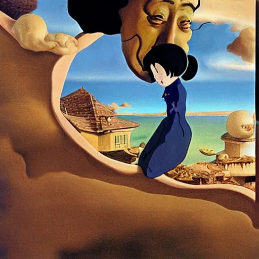 Prompt: salvador dali spirited away