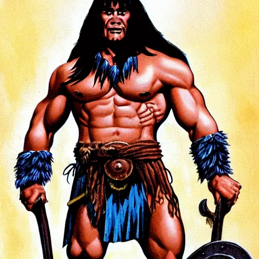 Prompt: conan the barbarian by frank frazzetta