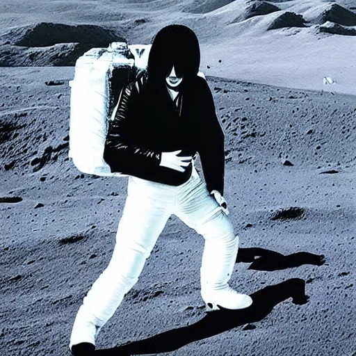 Image similar to michael jackson moonwalking on the moon, creative photo manipulation, photoshop, digital art