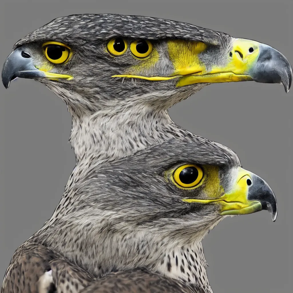 Image similar to Falcon bird face, low polygon effect, 2d