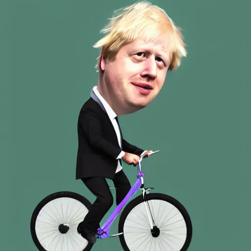 Image similar to Boris Johnson riding a unicycle in a silly costume, digital art