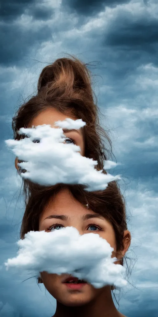 Image similar to beautiful girl made of an aggressive cream drop cloud in water