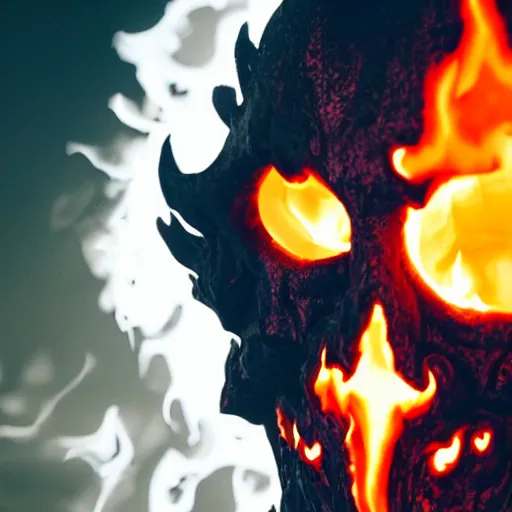 Image similar to ragnaros the firelord wielding burning skull as a mask 8 k