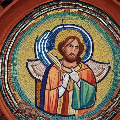 Image similar to cathedral mosaic art depicting the angel azrael