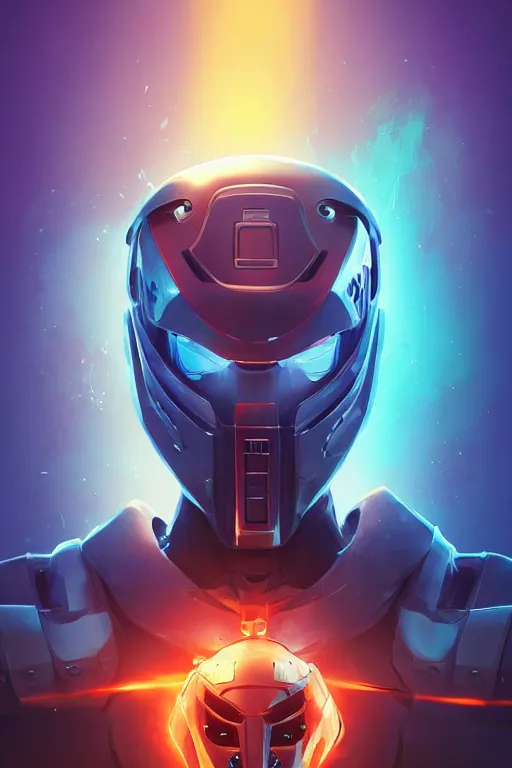 Image similar to epic mask helmet robot ninja portrait stylized as fornite style game design fanart by concept artist gervasio canda, behance hd by jesper ejsing, by rhads, makoto shinkai and lois van baarle, ilya kuvshinov, rossdraws global illumination radiating a glowing aura global illumination ray tracing hdr render in unreal engine 5