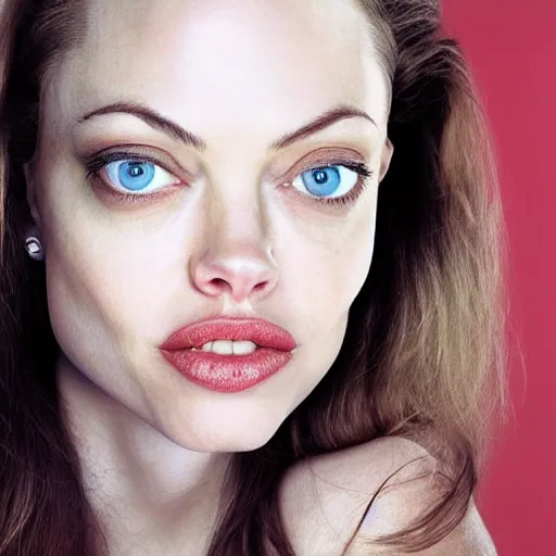 Prompt: portrait of a woman that looks like a mix of angelina jolie and amanda seyfried