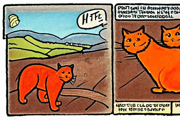 Image similar to a very intricate panel of the comic heathcliff starring heathcliff the orange cat, award - winning crisp details