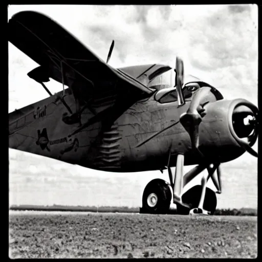 Prompt: Iguana flying a plane, vintage photograph