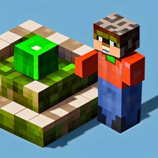 Prompt: Low poly isometric render of Minecraft Steve