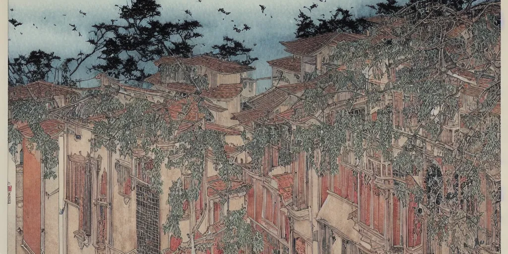 Prompt: watercolor, verona city by takato yamamoto