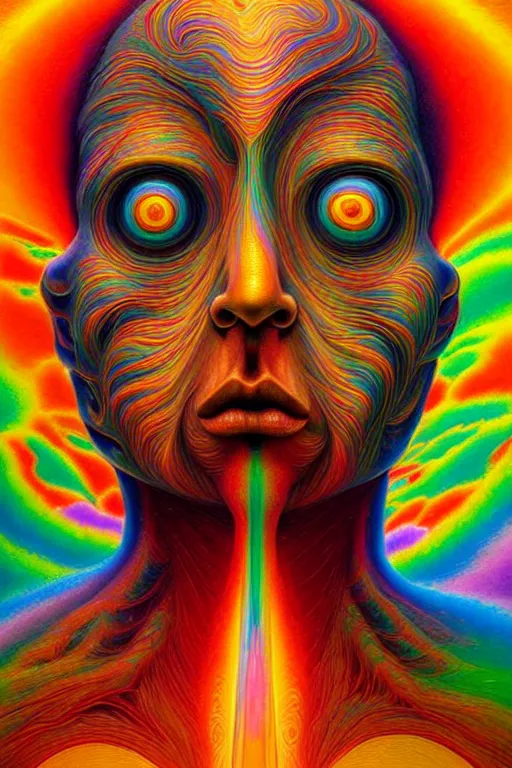 Image similar to hyperrealistic abstract close-up Renaissance psychedelic!! celestial happy! pure creature!! peaceful! kind spirit of nature! beautiful fractal!! eyes! highly detailed concept art eric zener elson peter cinematic hard rainbow lighting high angle hd 8k sharp shallow depth of field endless, inspired by Zdzisław Beksiński Salvador Dali