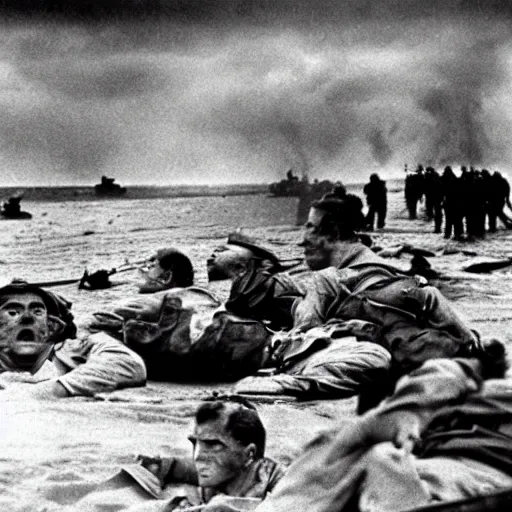 Prompt: the d - day, by robert capa,