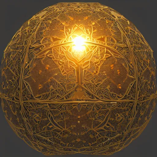 Image similar to glowing orb, detailed, intricate, arabesque, zoomed, photorealistic, volumetric, 8 k render